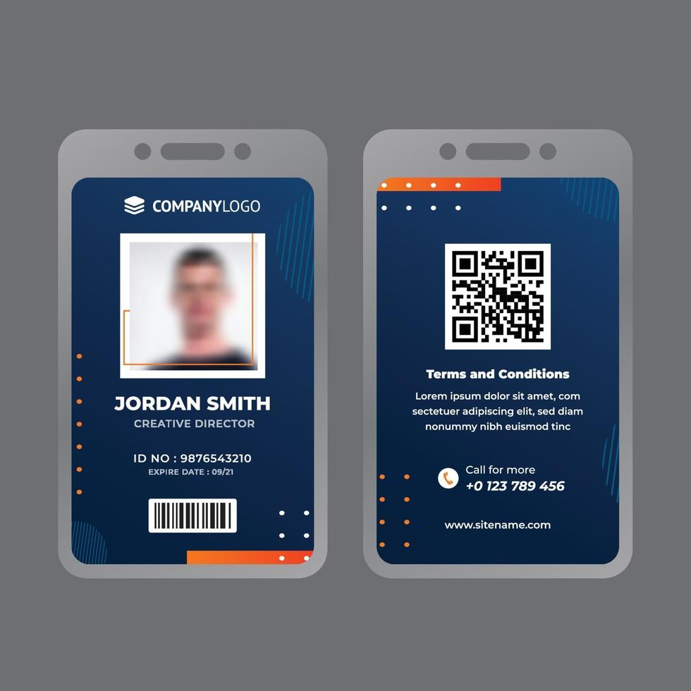 Orange And Blue Marketing Business ID Card vector