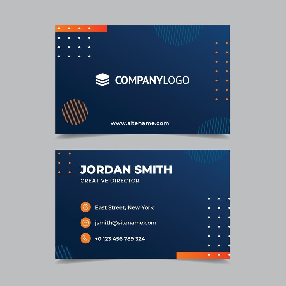 Orange And Blue Double Sided Business Card vector