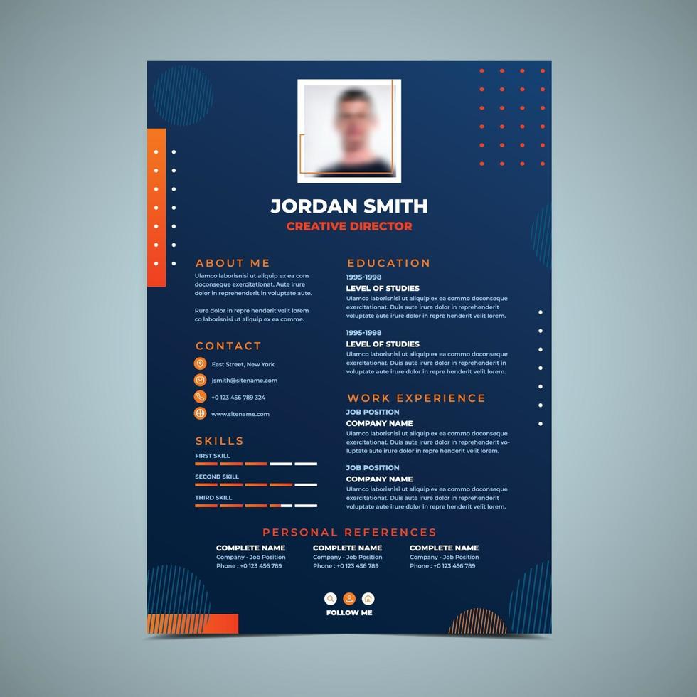 Orange And Blue Resume Design Template vector