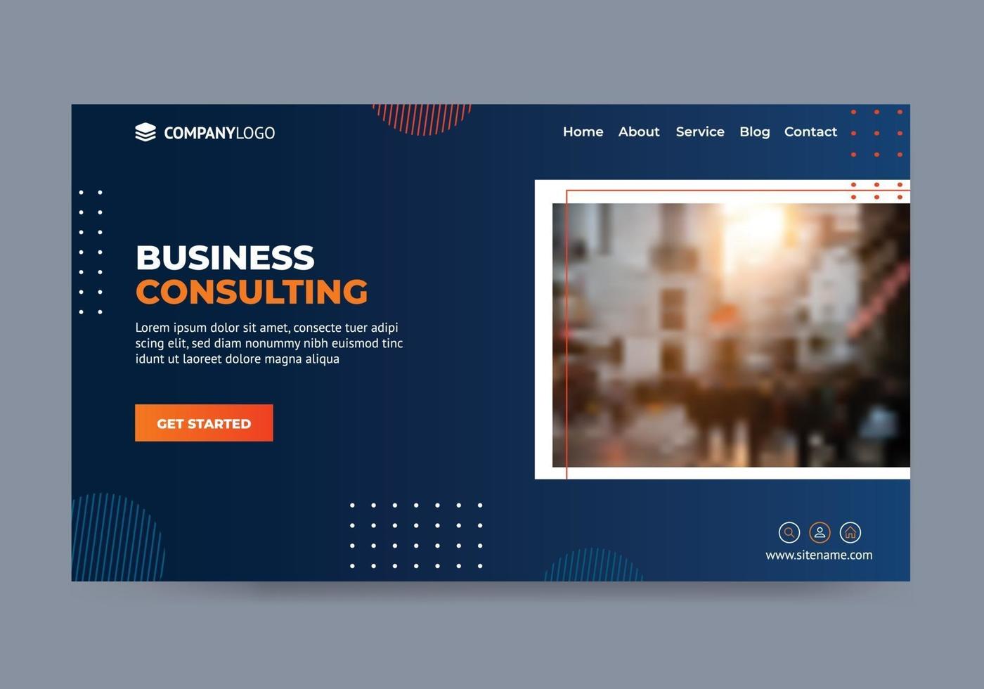 Orange And Blue Marketing Web Landing Page vector