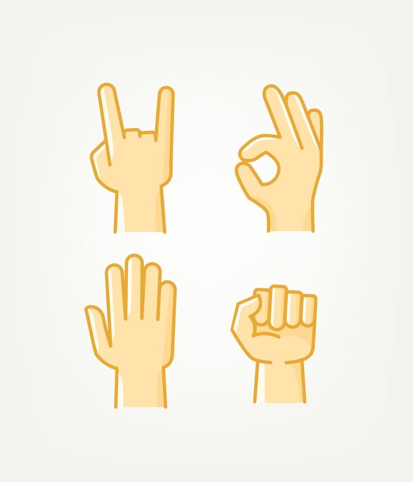 Hand gesture comic style vector icons set