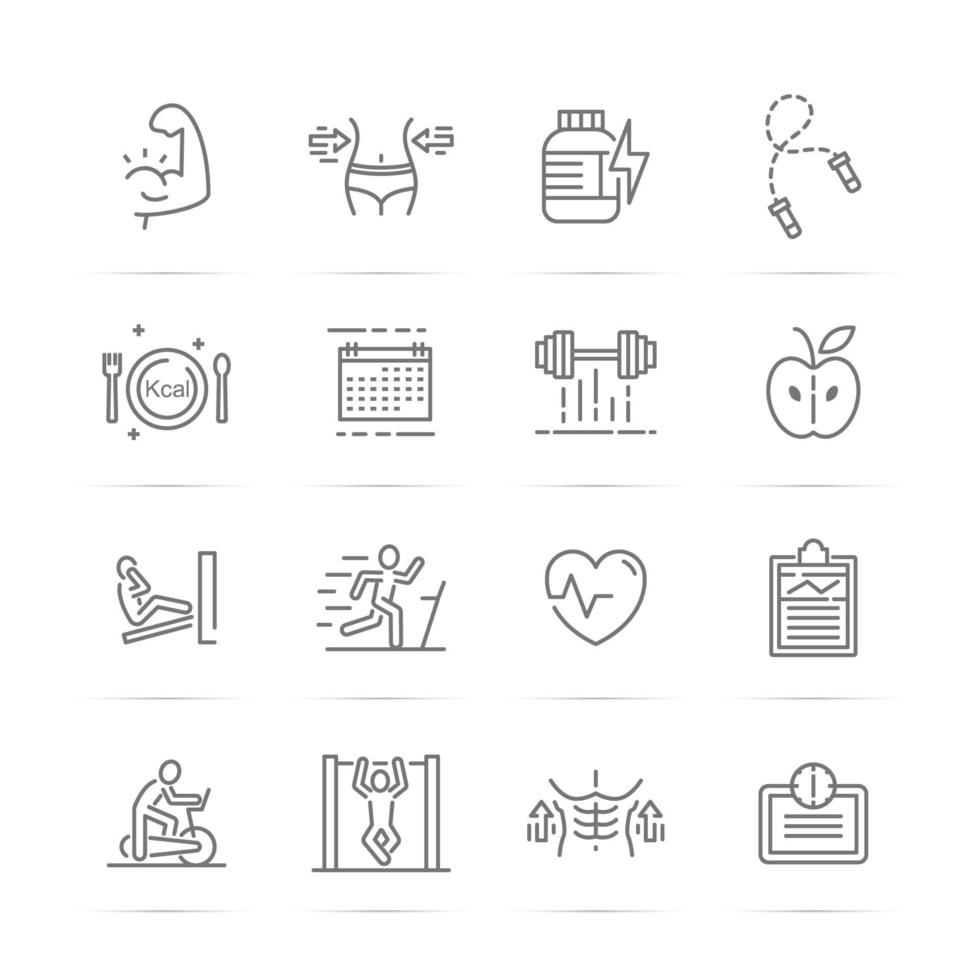 iconos de línea de vector de culturismo