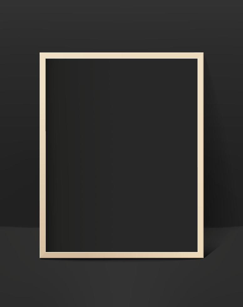 Black photo frame in black interior. Template for design 2235988 Vector