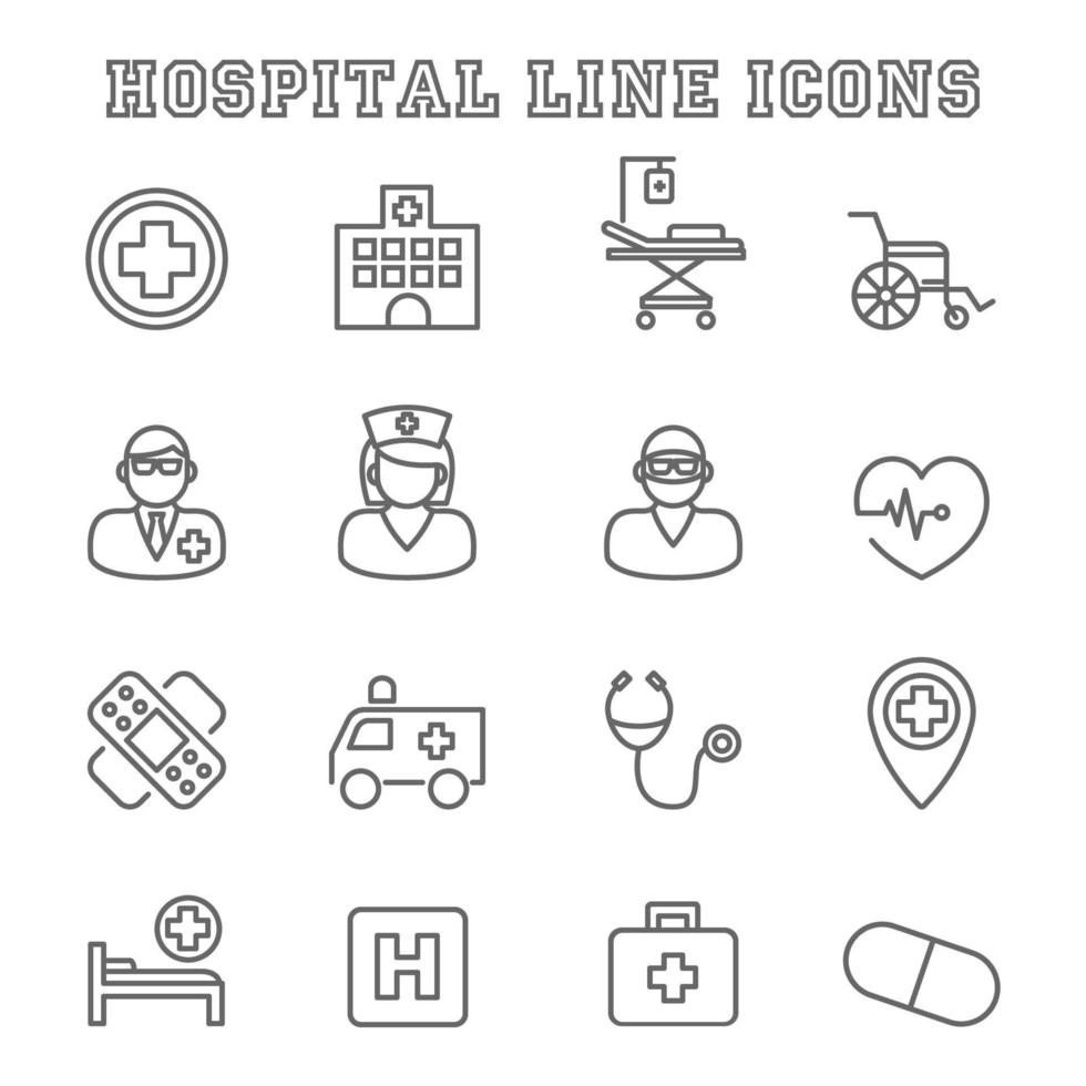 iconos de línea de hospital vector