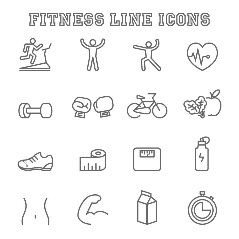 fitness line icons vector