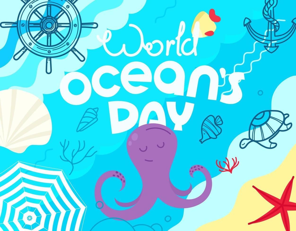 World oceans day. Sketchy style illustration vector