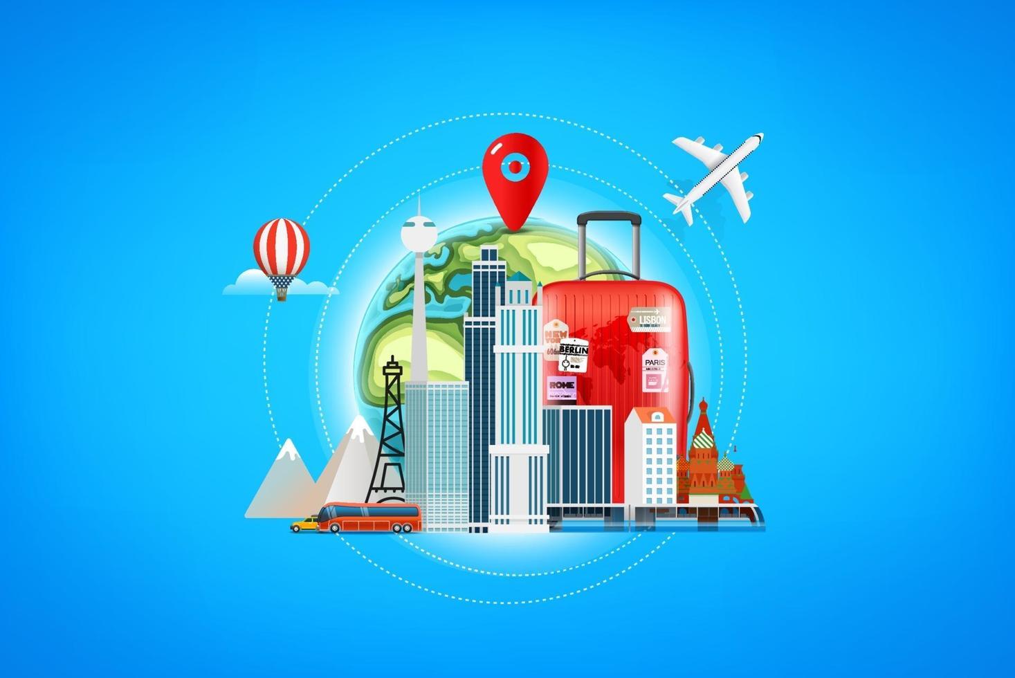 Travel destinations concept. Vector illustration