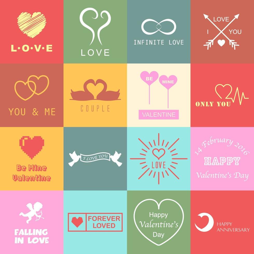 set of valentines day logo vector