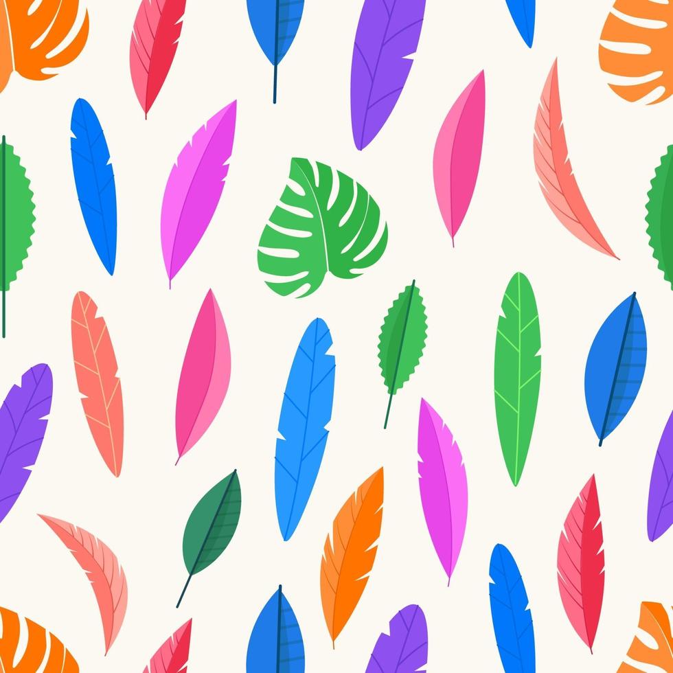 Seamless pattern of color leaves. Vector background