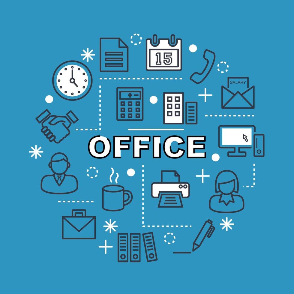 office minimal outline icons vector