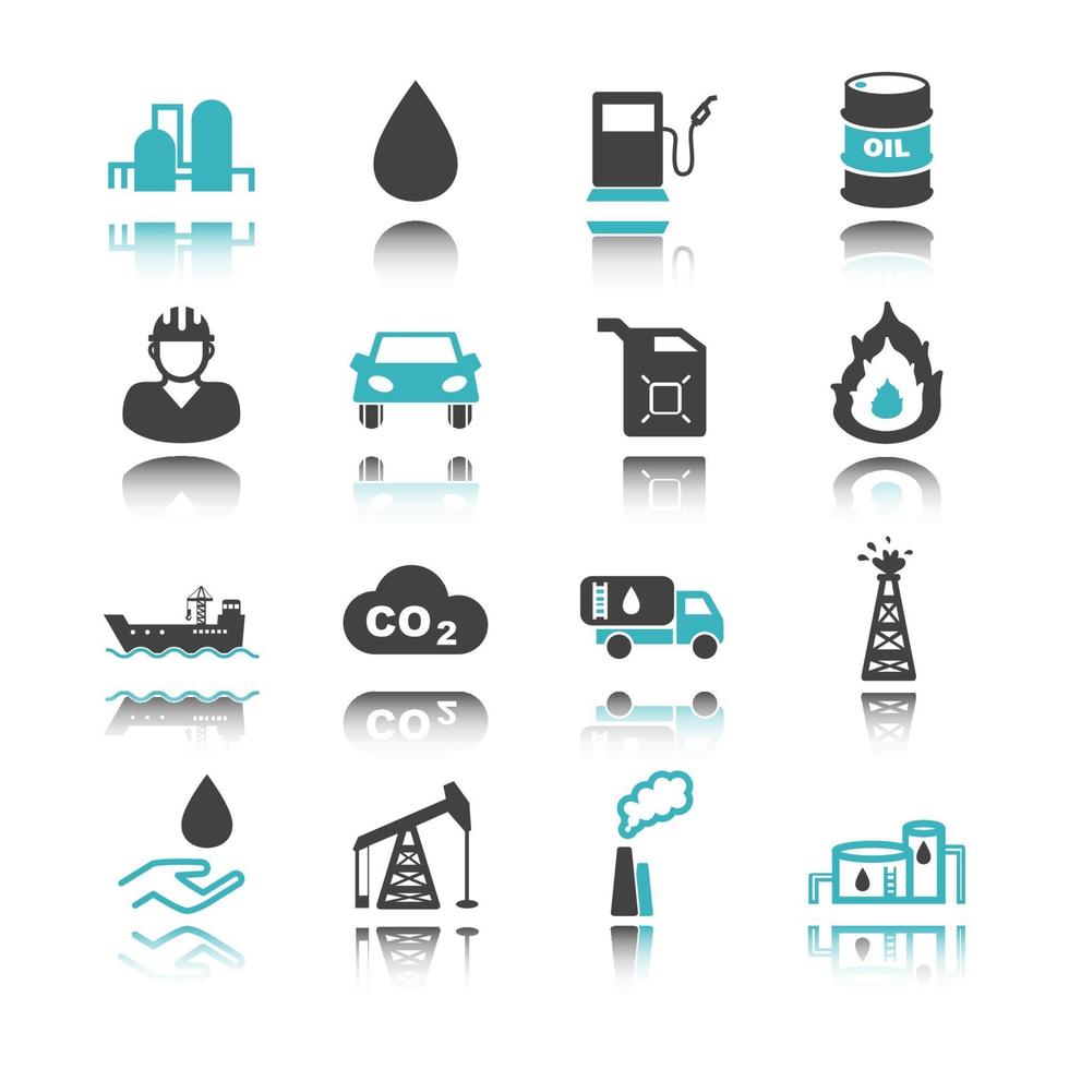 petroleum icons with reflection vector