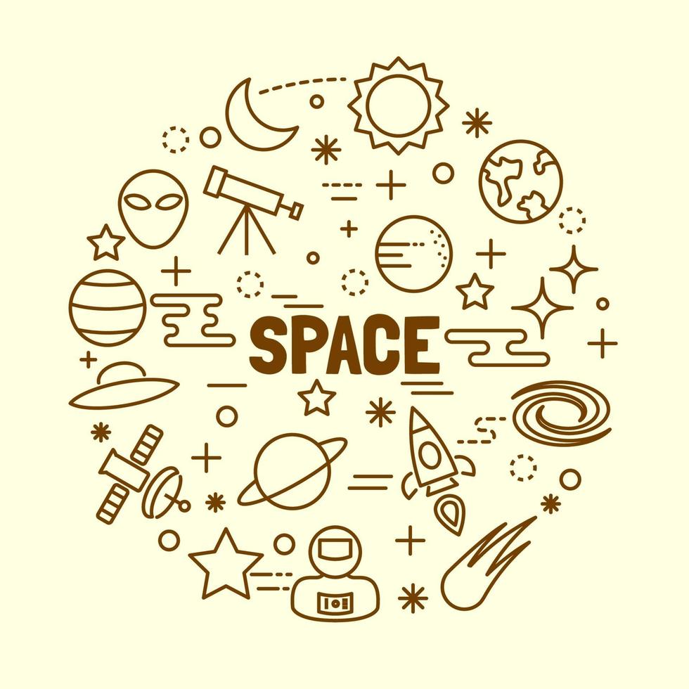 space minimal thin line icons set vector