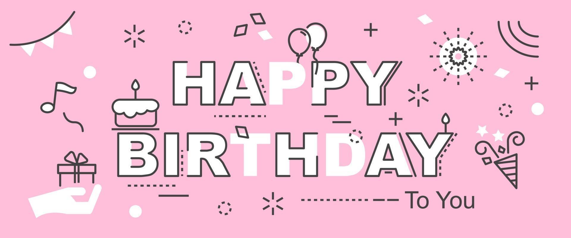 happy birthday outline banner vector