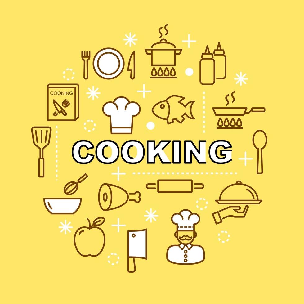 cooking minimal outline icons vector