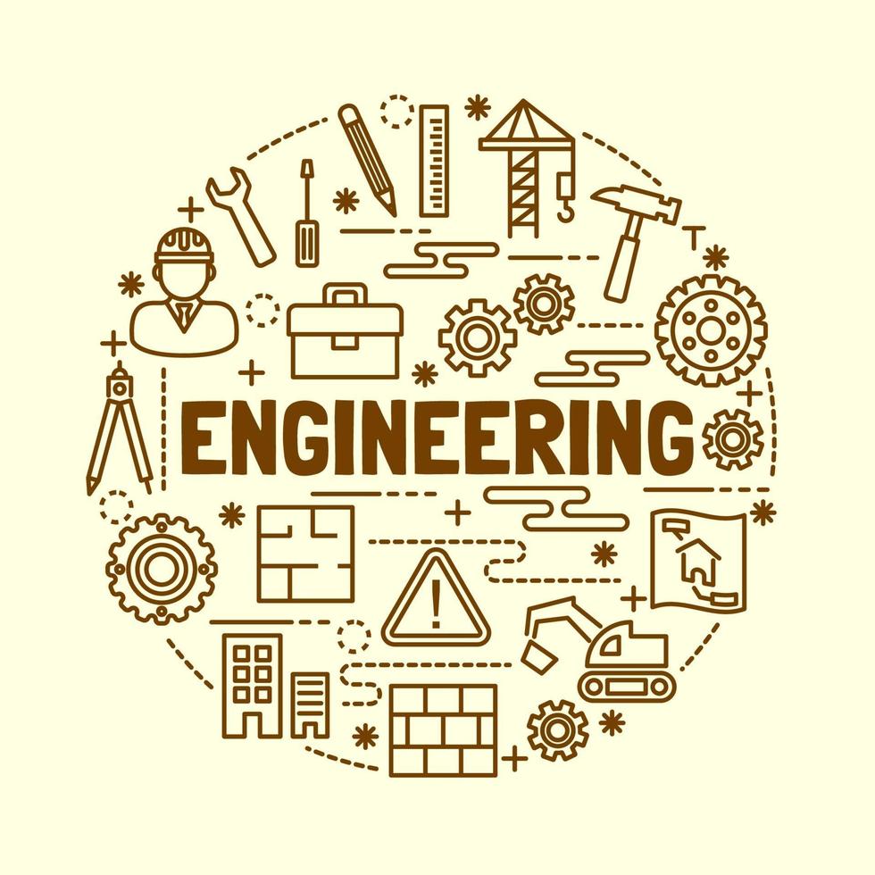 conjunto de iconos de delgada línea mínima de ingeniería vector