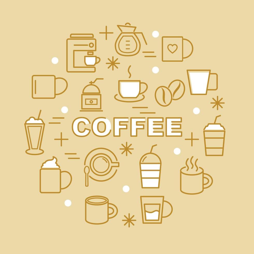 coffee minimal outline icons vector