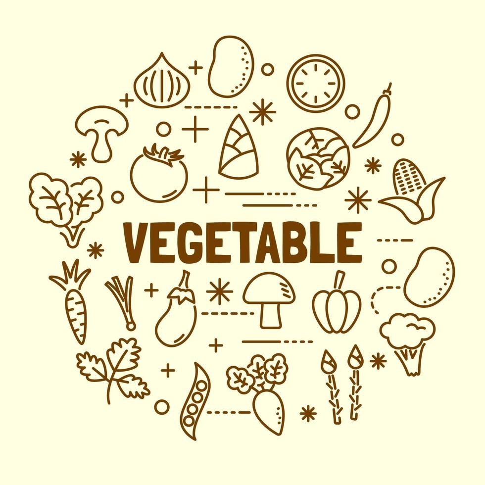 vegetable minimal thin line icons set vector