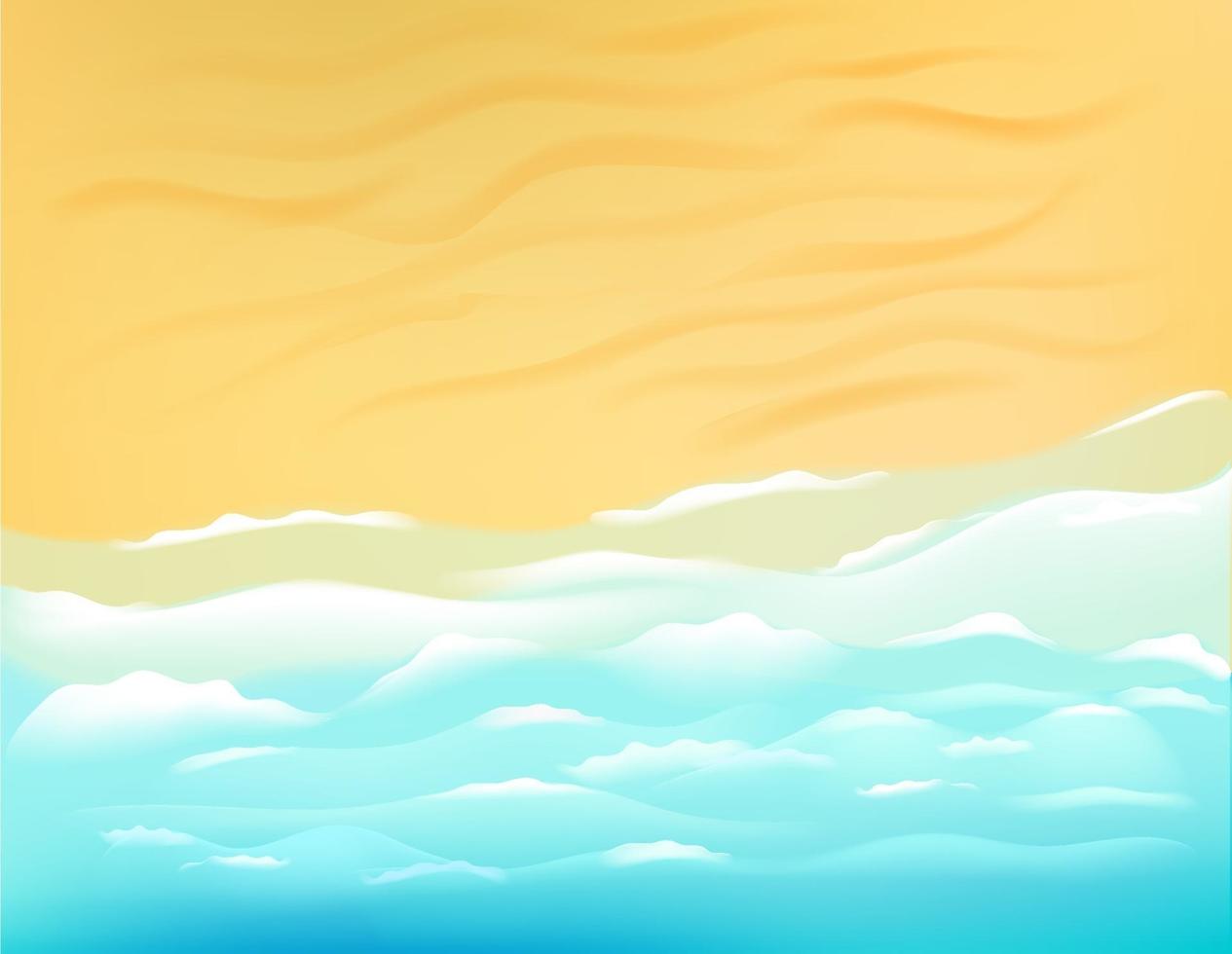Sunny beach with ocean waves. Vector illustration