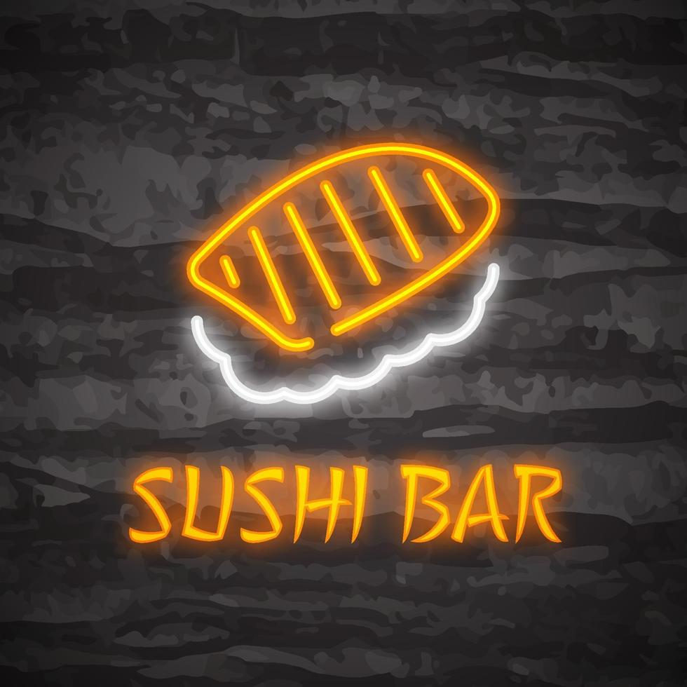 letrero de neón de sushi vector