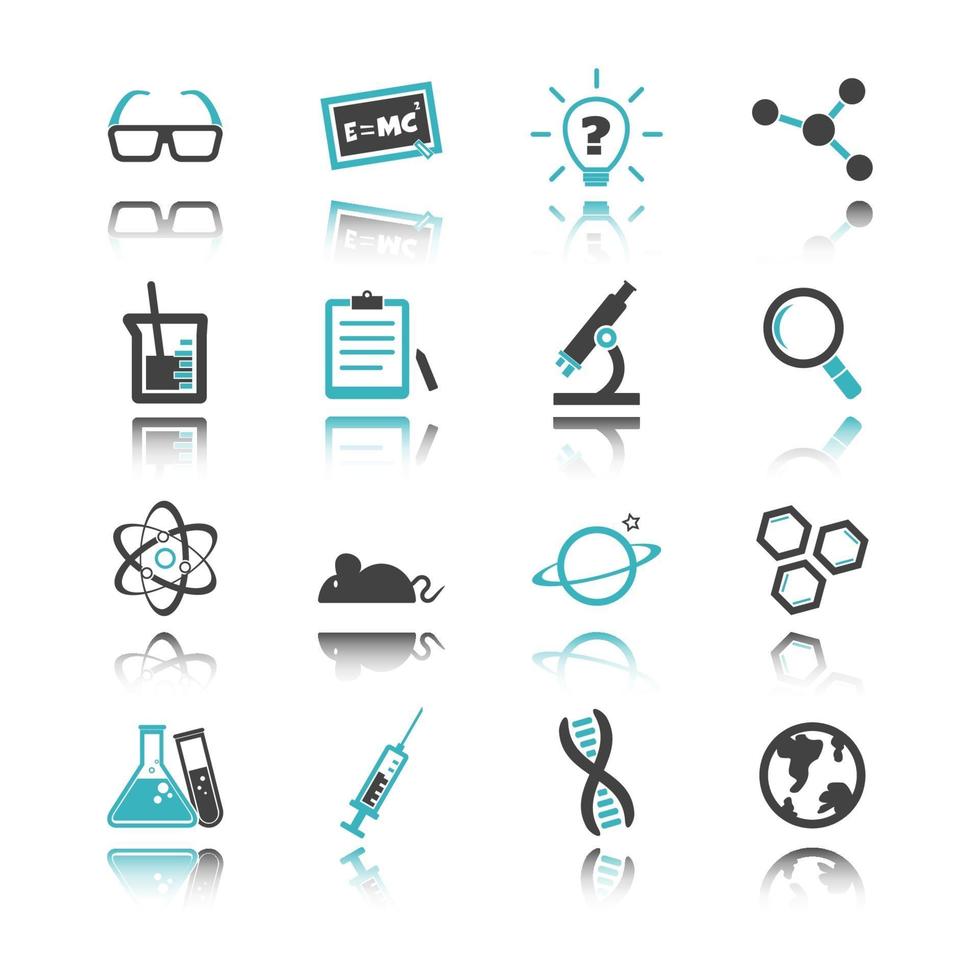 science icons with reflection vector