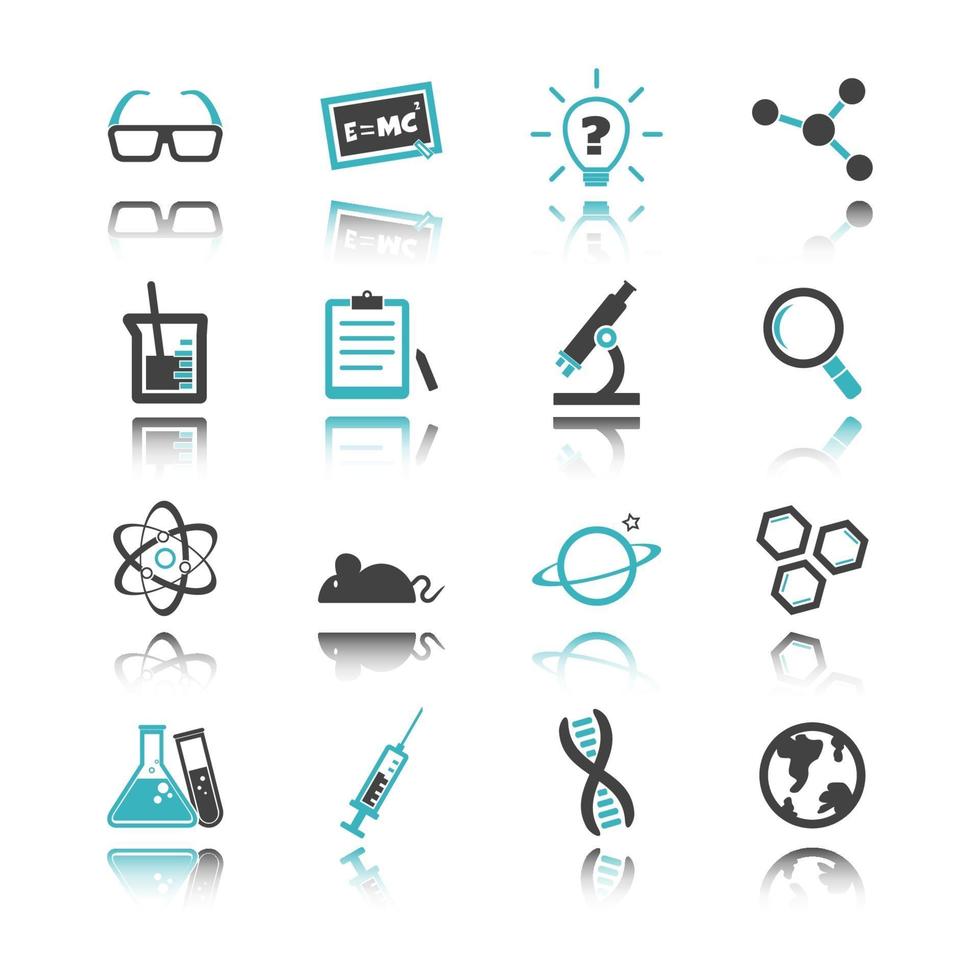 science icons with reflection vector