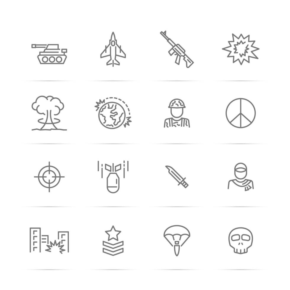 iconos de línea de vector de guerra mundial