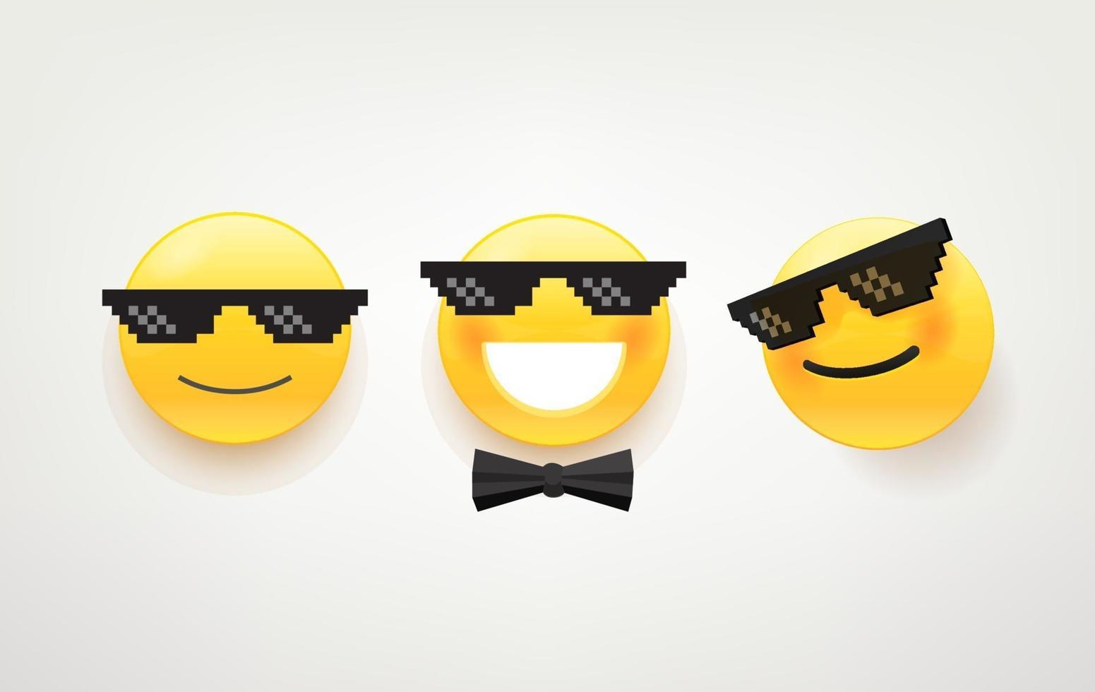 Like a boss icon vector pack. Cute vector character with sunglasses