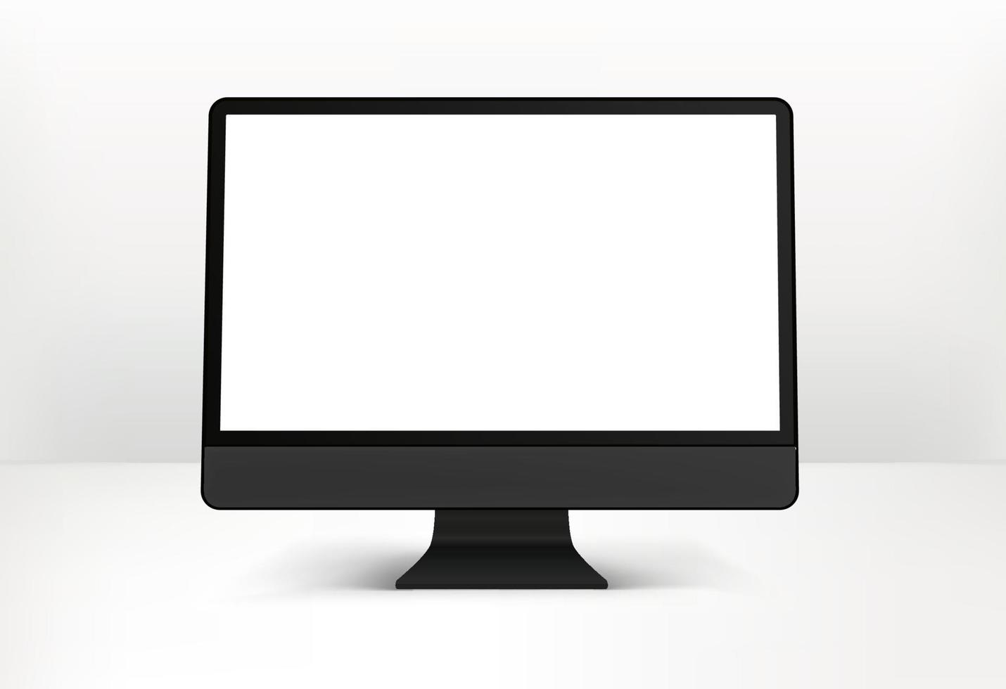 Black personal computer isolated on bright background. Realistic and detailed mockup vector