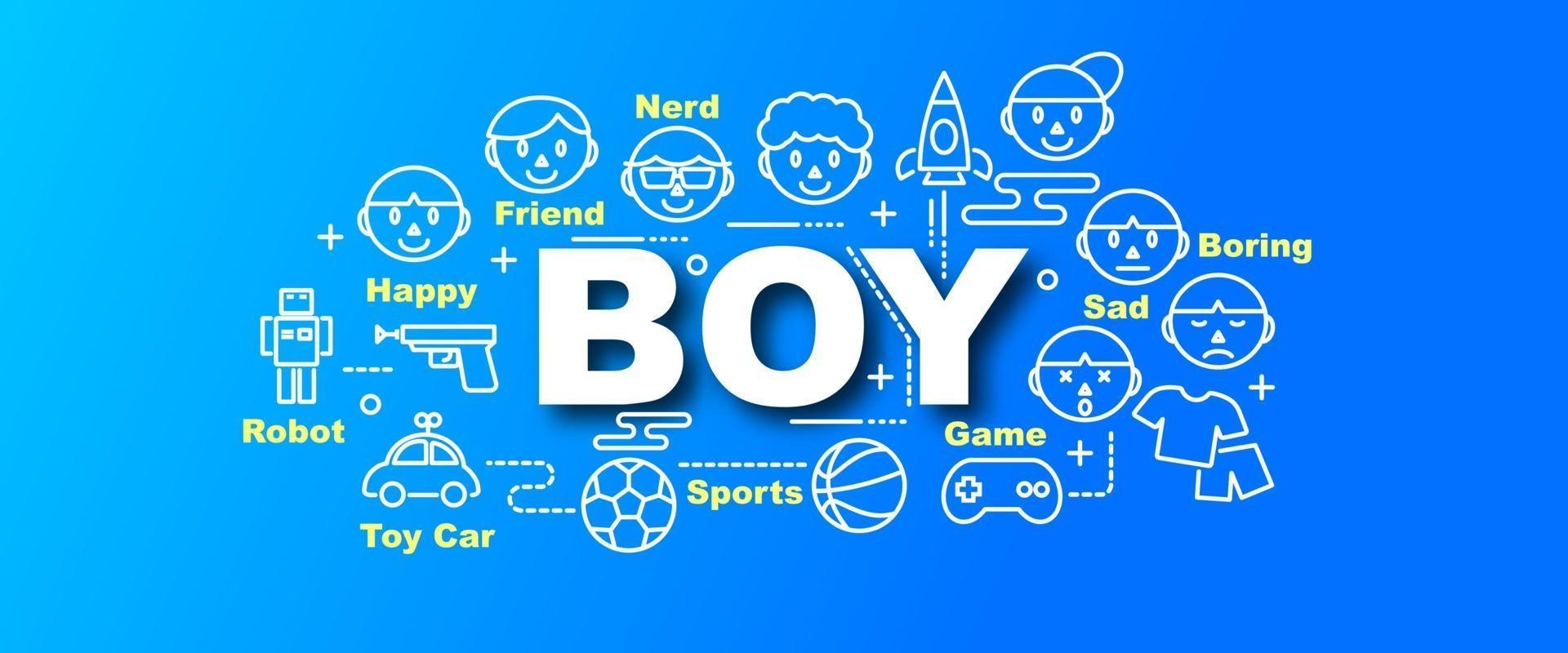 boy vector trendy banner