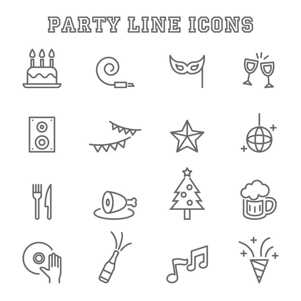 iconos de línea de fiesta vector