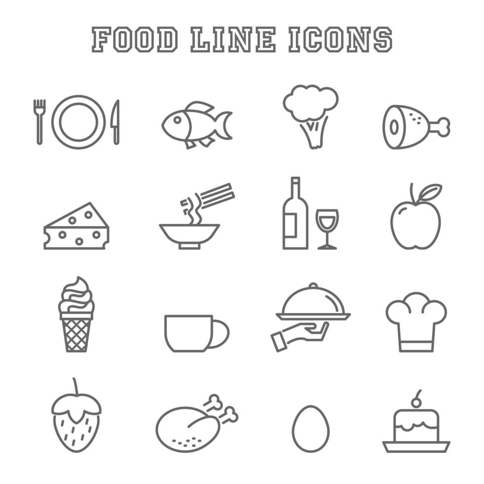 iconos de linea de comida vector