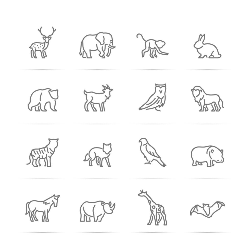 iconos de línea de vector animal