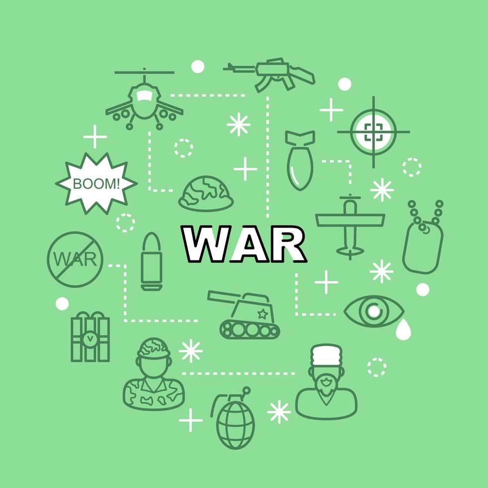 war minimal outline icons vector
