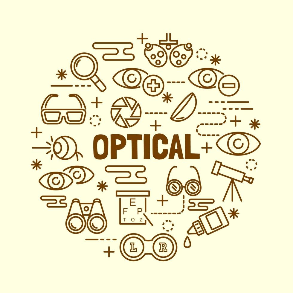 optical minimal thin line icons set vector