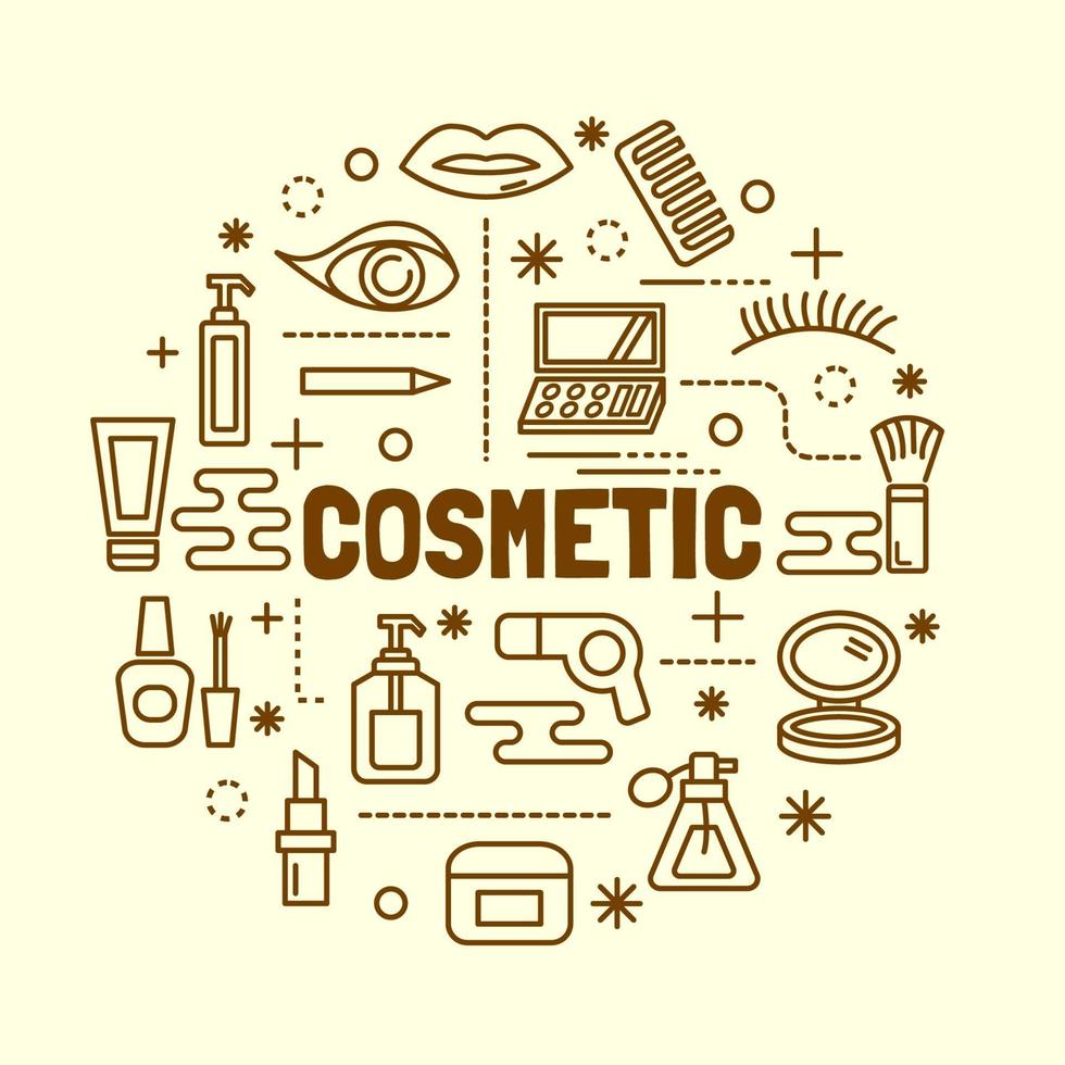 cosmetic minimal thin line icons set vector