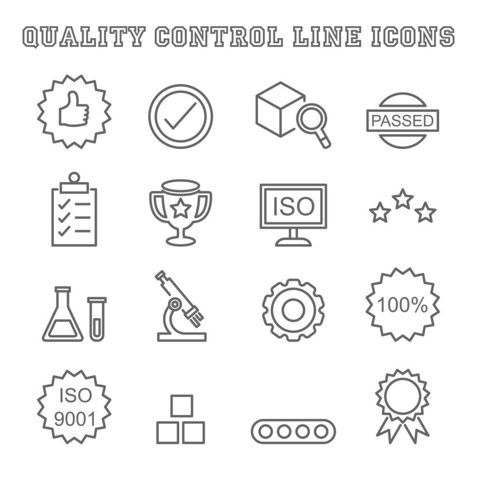 iconos de línea de control de calidad vector