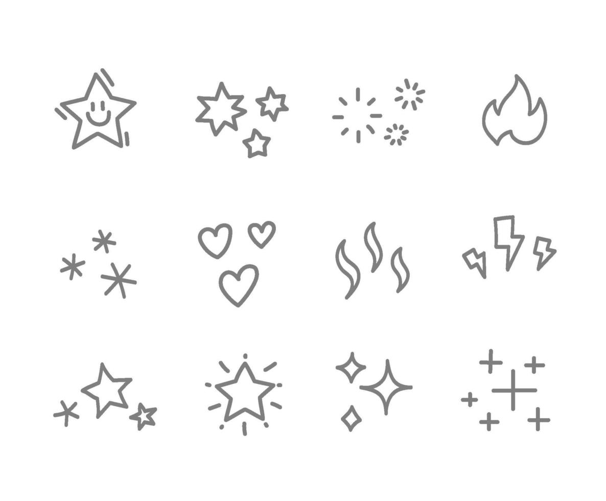 Different doodle style elements. Editable stroke vector clipart