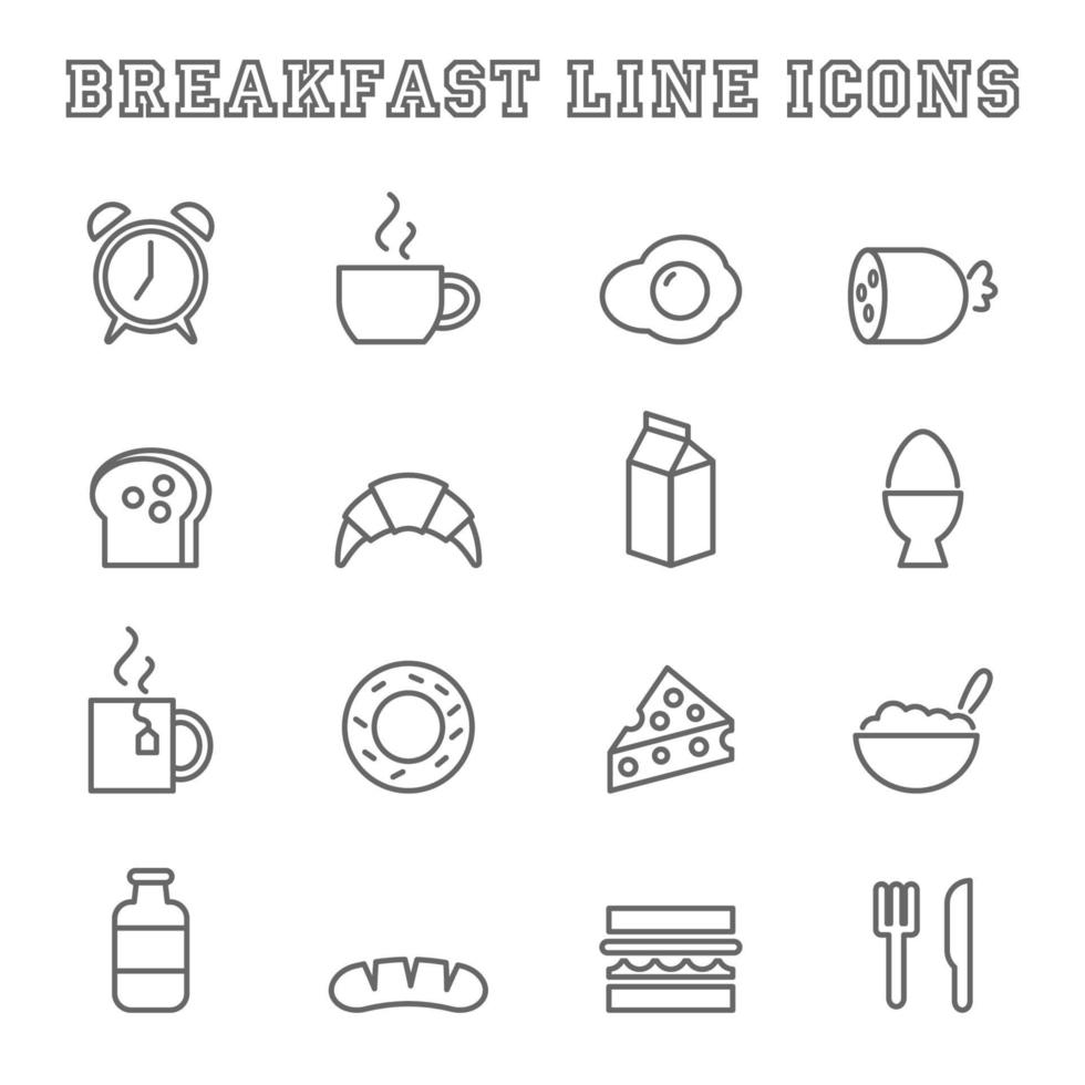 breakfast line icons vector