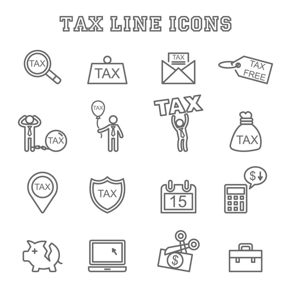 tax line icons vector