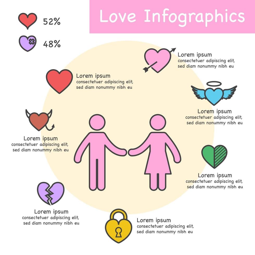 infografías de contorno de amor vector