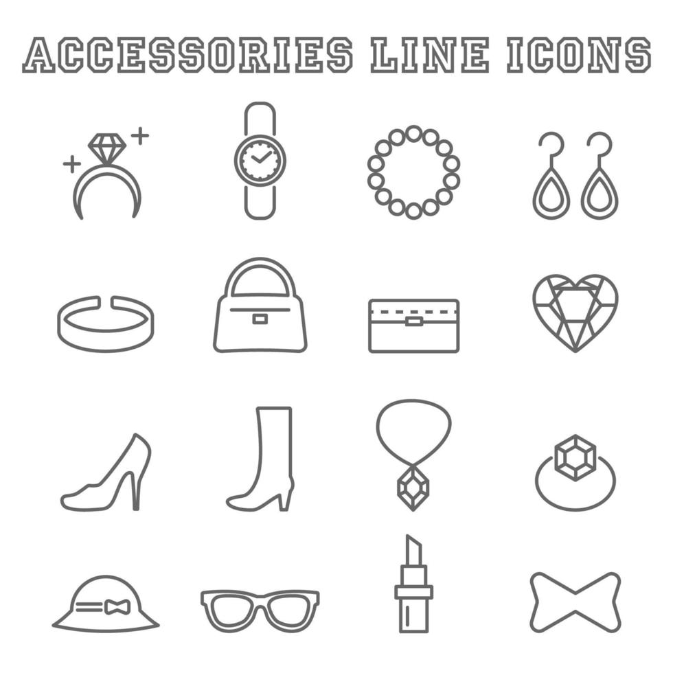 accessories line icons vector