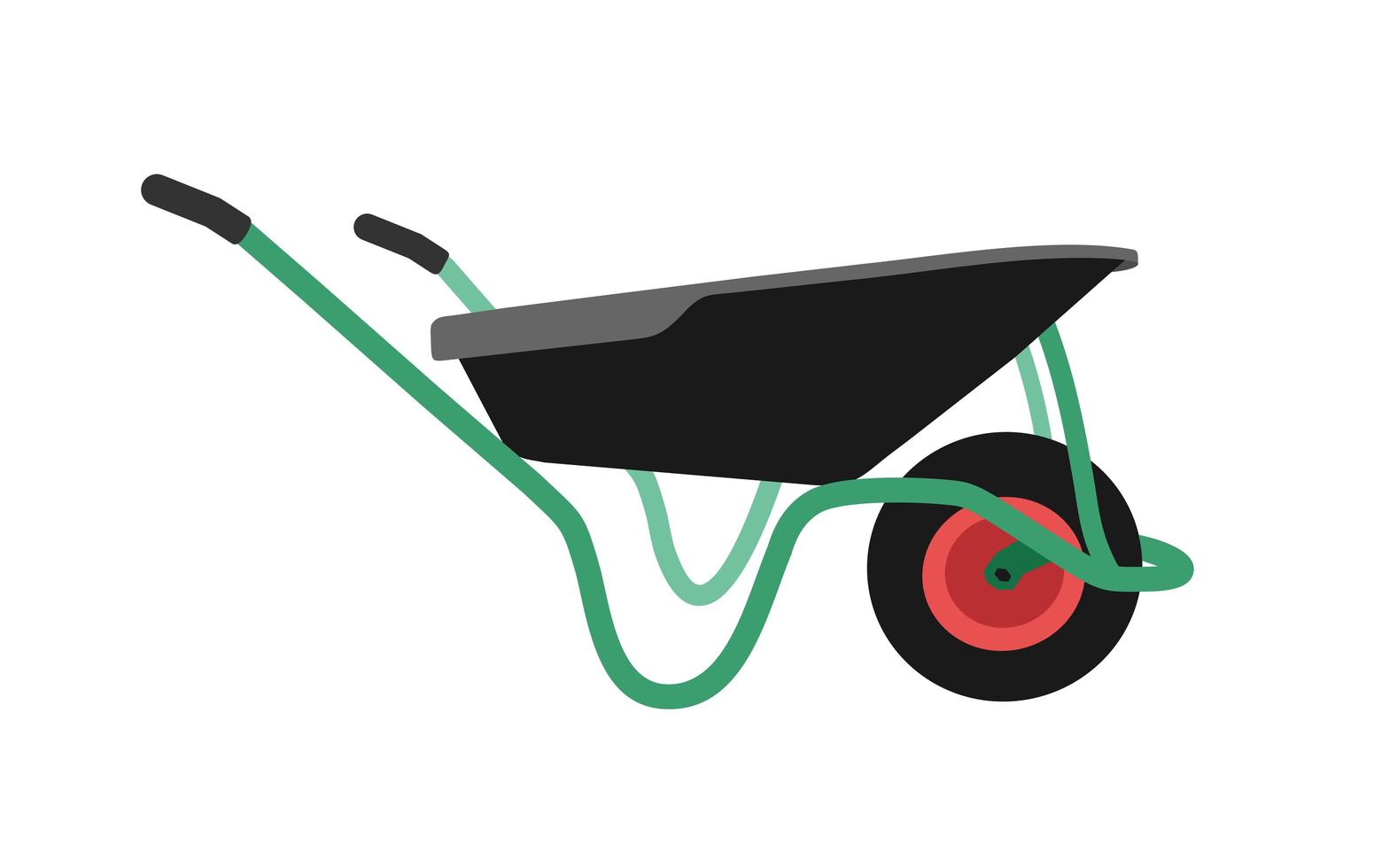 green wheelbarrow for gardening and construction. vector