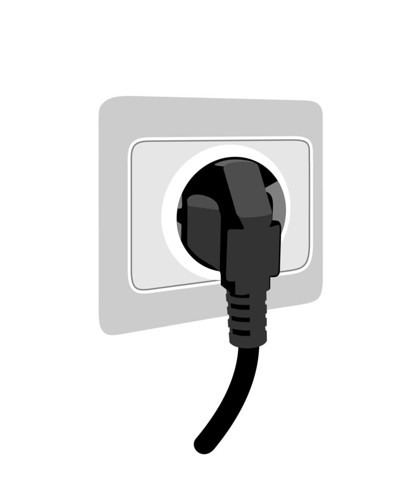 Electric plug and socket on a wall. Vector illustration.