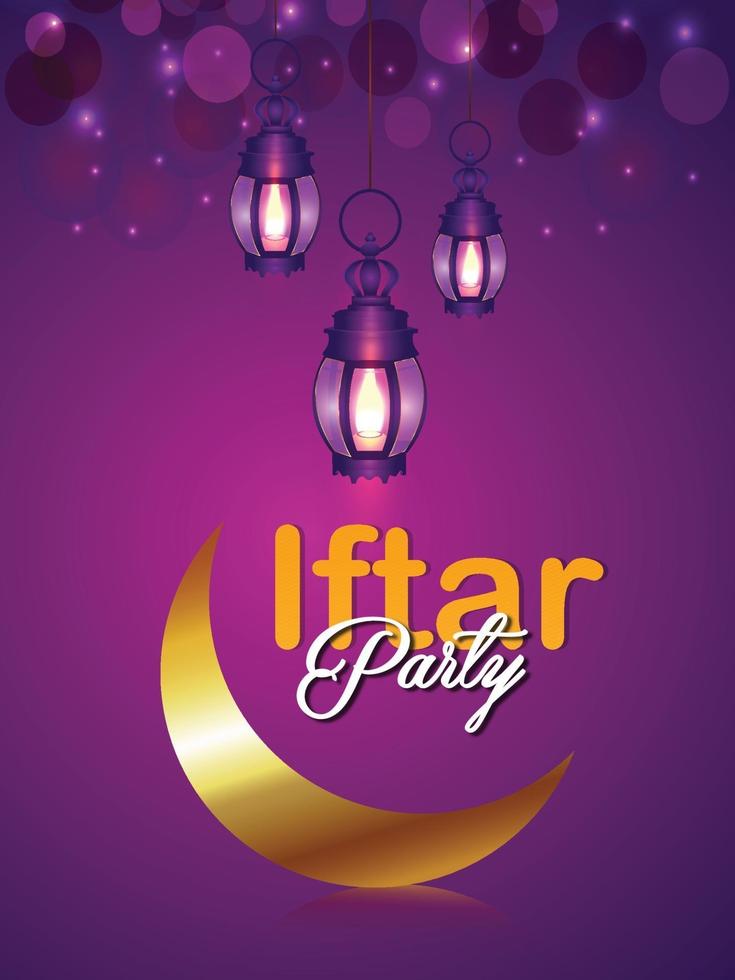 Creative arabic lantern of iftar party background vector