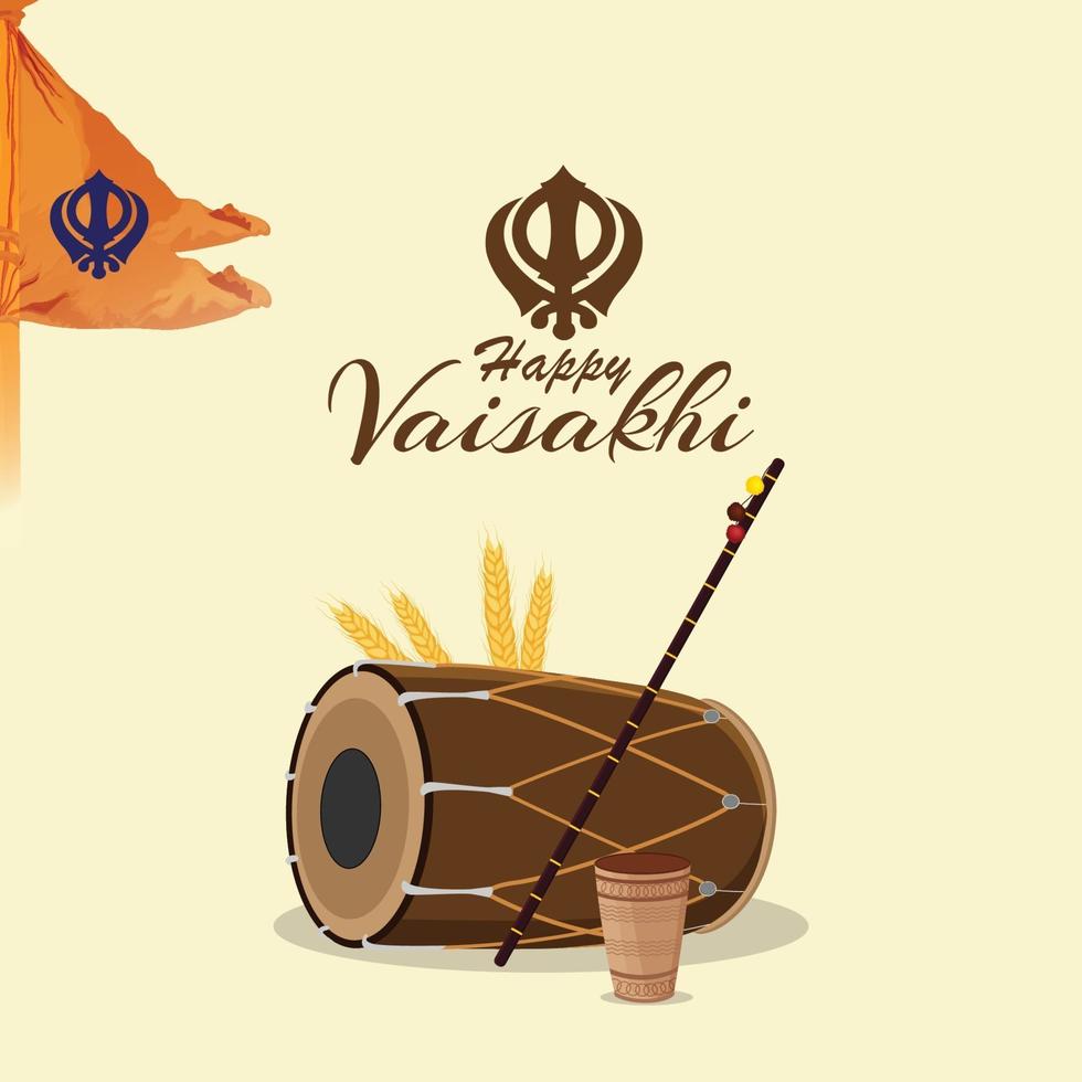 Happy vaisakhi sikh festival invitation greeting card vector