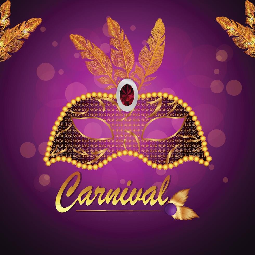 Ilustración creativa de la tarjeta de felicitación de invitación de celebración de carnaval sobre fondo púrpura vector