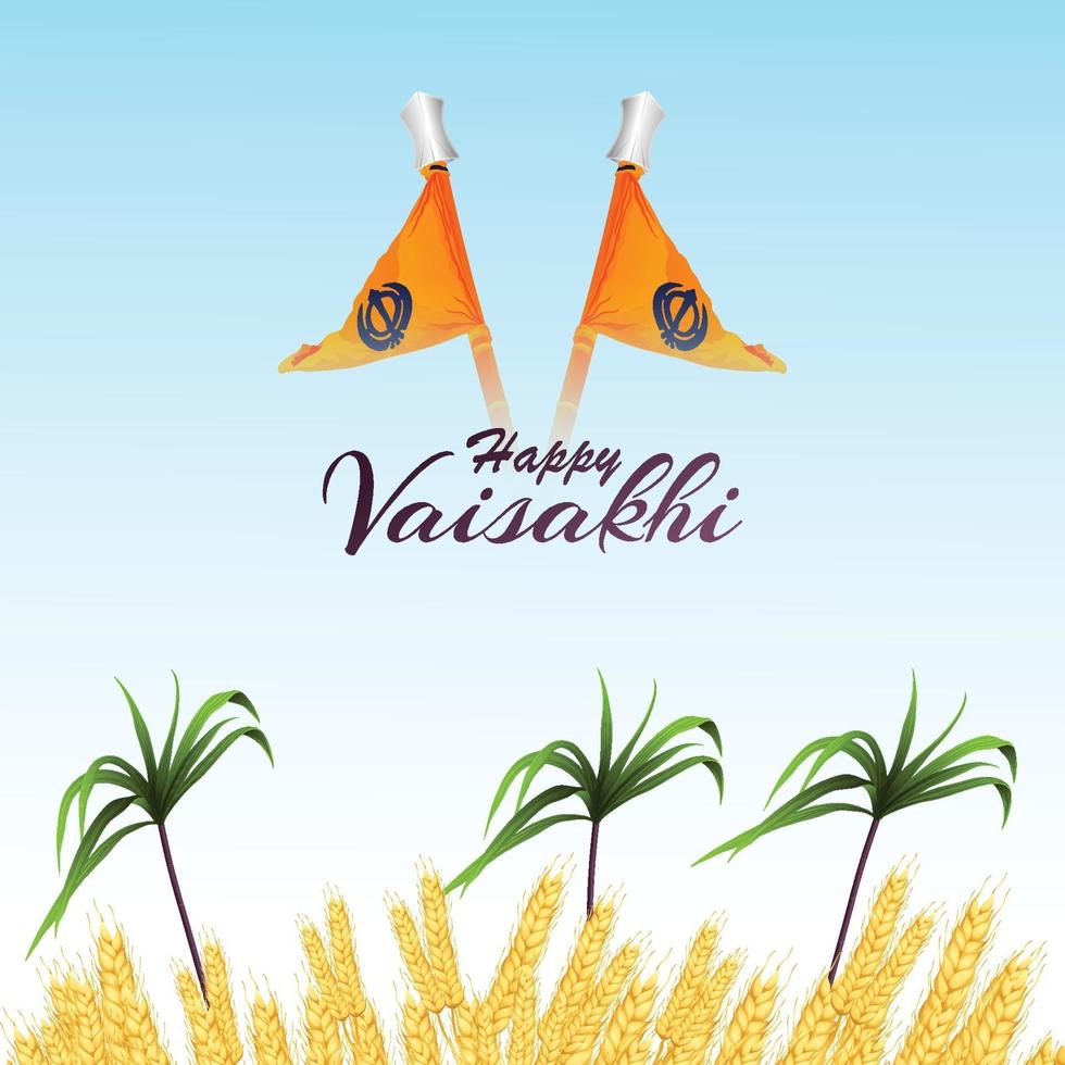 Ilustración realista de feliz celebración de vaisakhi tarjeta de felicitación vector