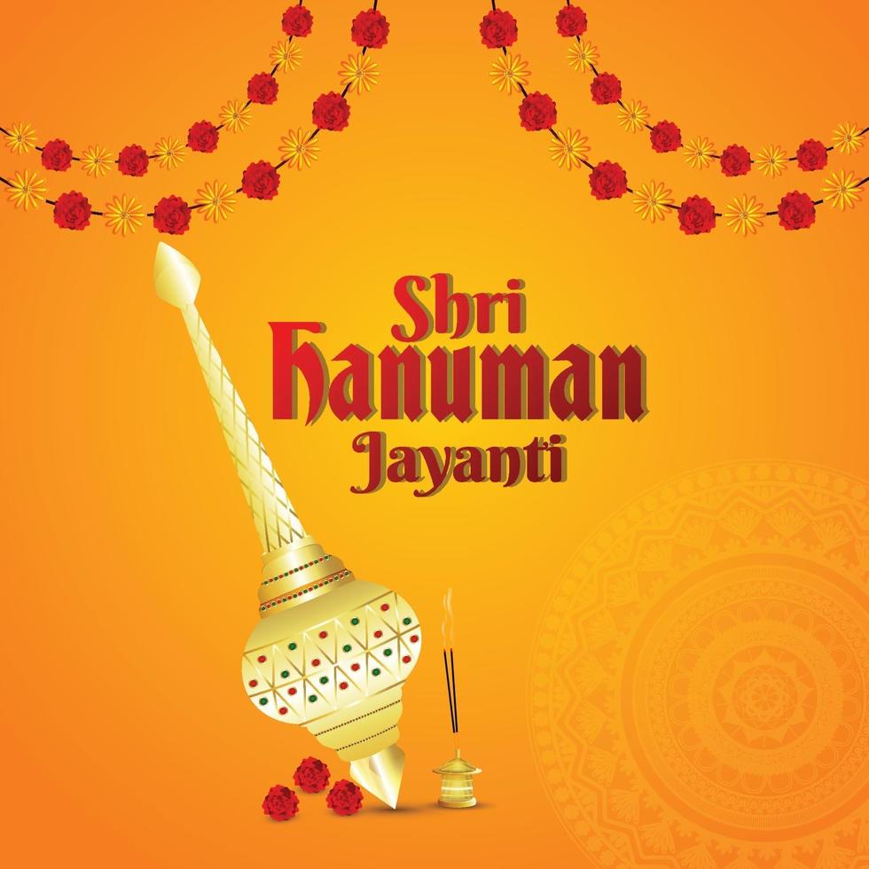 Shri hanuman jayanti vector illustration with weapon and background