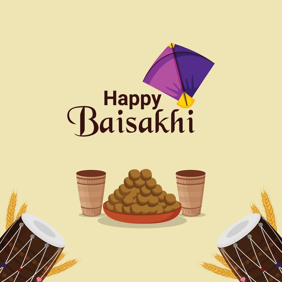 Happy vaisakhi sikh festival celebration background with creative illustration vector