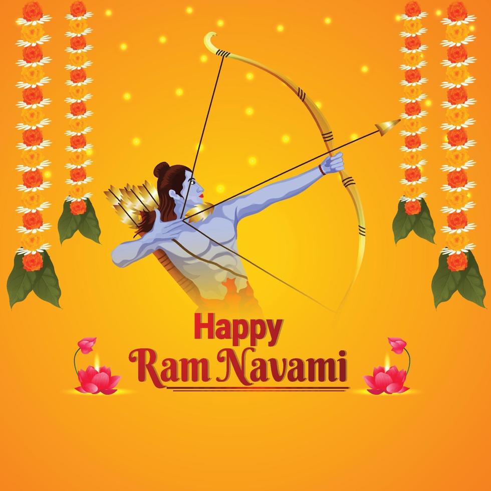 feliz festival indio ram navami con ilustración creativa del señor rama vector